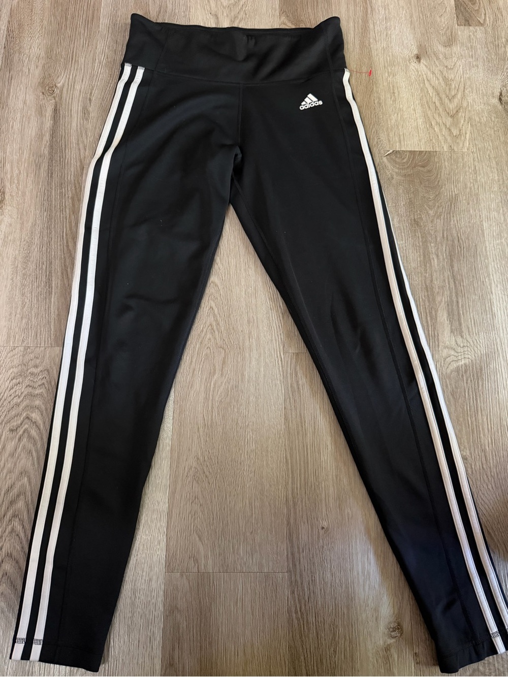 adidas Black Leggings with White 3-Stripe Side Panels